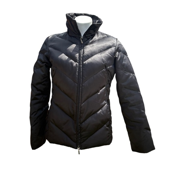 Kenneth Cole Reaction Black Puffer Jacket Women’s Small Quilted Down Fill - Picture 1 of 10